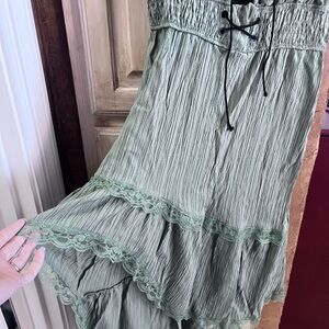 Chic Asymmetrical Green Lace Dress